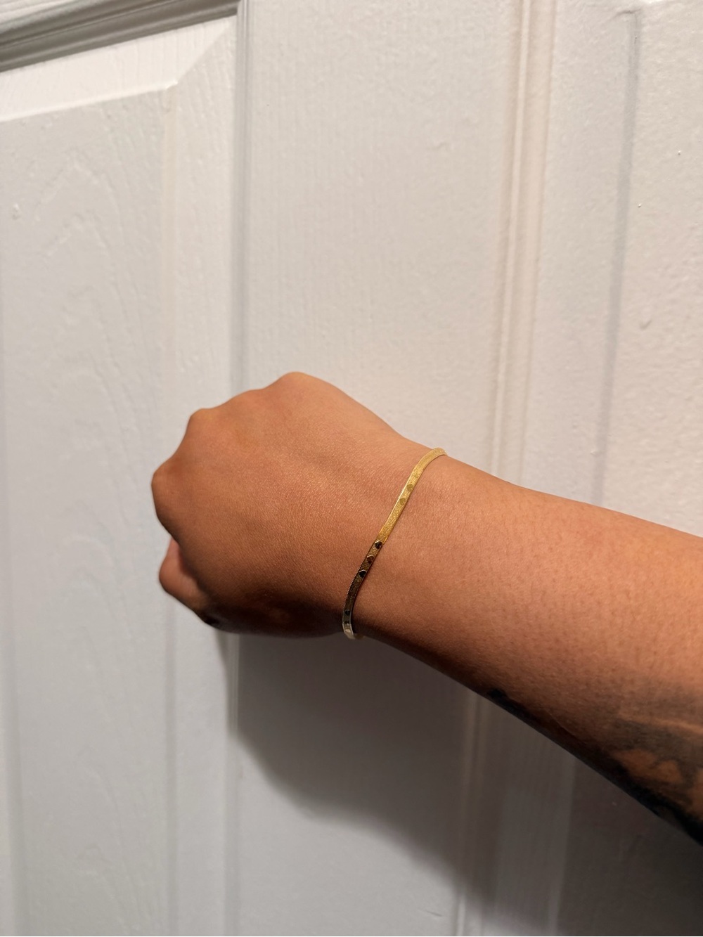 Solid 18K Yellow Gold Herringbone Bracelet - 2 sided